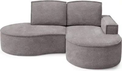 Produktbild von DomoHome Ecksofa MOLLY Ohne Schlaffunktion – Halbkreisförmig, Abriamo-Bouclé-Stoff, Mit Losen Rückenkissen, Weicher Bouclé-Bezug, 210x157x88 cm, Rechte SeiteGrau Seide