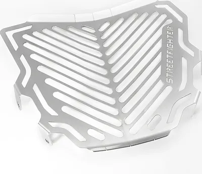 Produktbild von ZIEGER Kühlerabdeckung kompatibel mit Ducati Streetfighter 848 BJ 2011-16 Design Logo unten silber