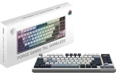 Imagen del producto de Teclado gaming inalámbrico MSI FORGE GK600 TKL - Interruptores mecánicos lineales - RGB - Blanco