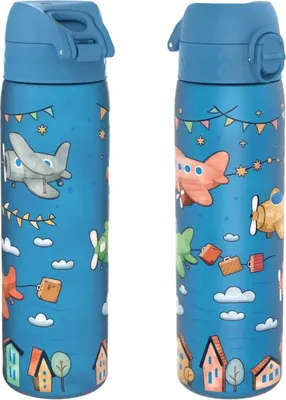Image de ION8 | Gourde Recyclon 500ml - Bleu - Avions - Sans BPA - Léger et sûr