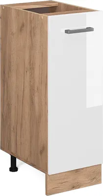 Produktbild von Vicco Apothekerschrank R-Line, 30 cm ohne Arbeitsplatte, Weiß Hochglanz/Goldkraft Eiche