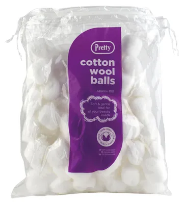 Katoenen Wattebällchen 100 Stück, Weiß, 100 g