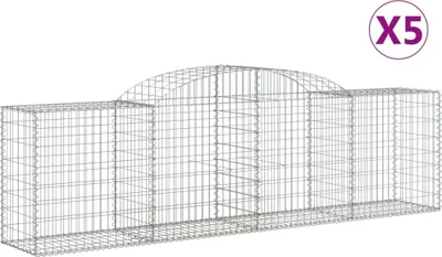 Produktbild von vidaXL Gabionen mit Hochbogen 5 Stk. 300x50x80/100 cm Verzinktes Eisen