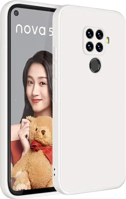 Produktbild von Huawei Nova 5i Pro Hülle, LaimTop Slim Liquid Silikon Gel Gummi Schutzhülle für Huawei Nova 5i Pro Weiß