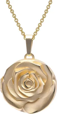 trendor 15068 Halskette mit Rosen-Medaillon Gold auf Silber 925 1