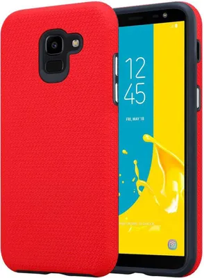 Obrázok produktu pre Cadorabo Ochranné puzdro pre Samsung Galaxy J6 2018 v červenom outdoorovom puzdre Hybridný kryt mobilného telefónu Extra Grip Anti Slip