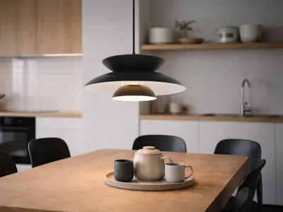 Produktbild von LED Pendelleuchte skandinavisch mit Metallschirm Schwarz, Esstischlampe Ø 40cm