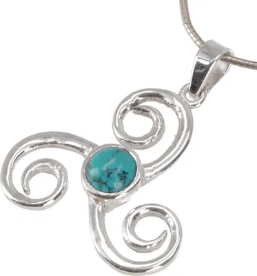 Produktbild von Silberanhänger Keltische Triskele - Türkis, Türkis, SterlingSilber, Anhänger & Amulette aus Silber