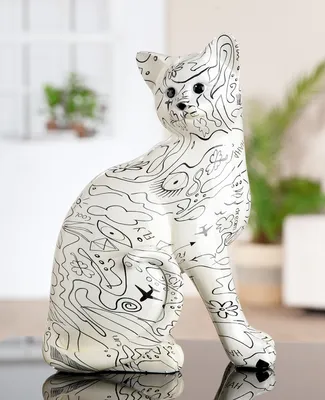 Produktbild von Gilde Figur, Katze, Modern Art, Einliniendesign, Kunstharz, weiß, VE 2 Höhe: 29.00 cm Breite: 22.00 cm Tiefe: 11.00cm 37961