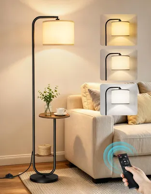 Stehlampe mit Tisch, U-Fuß, 12 W, 169 cm, rustikales Braun