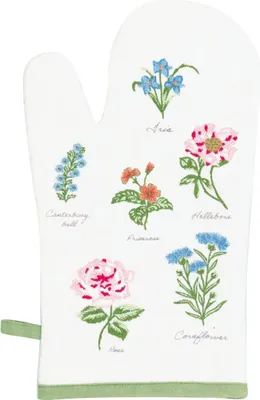 Produktbild von Greengate Agnes Ofenhandschuh mit Stickerei white 31cm