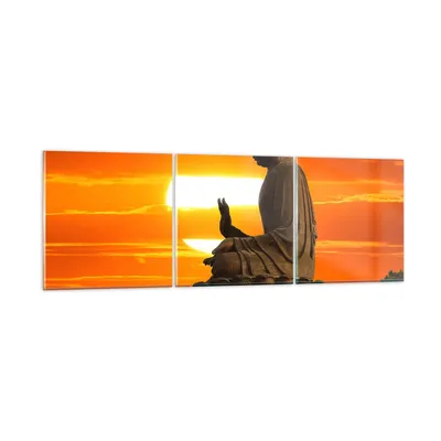 Produktbild von Bilder auf glas - tempel buddha - 90x30cm - Glasbilder - Wandbilder - Bilder - Kunstdruck - zum Aufhängen bereit - Wanddekoration aus Glas - Glas Bilder - Wandbild auf Glas - 3 Teile - GCA90x30-3532