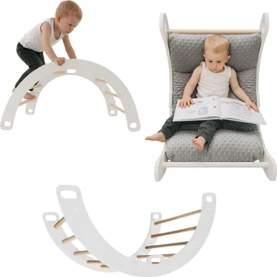 Immagine prodotto di Arco d'arrampicata in legno + materasso | Triangolo d'arrampicata per bambini | Giocattoli Montessori | Parco giochi Rockerboard