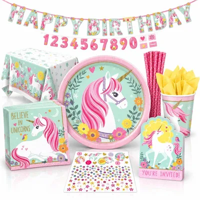 Produktbild von Partyset Magisches Einhorn Geburtstagsdeko zum Kindergeburtstag
