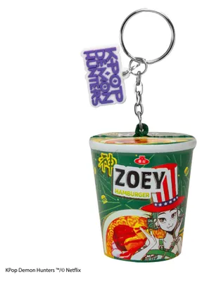 Produktbild von KPop Demon Hunters Squishy Schlüsselanhänger Zoey Hamburger Noodles
