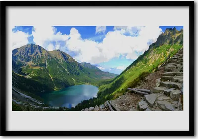 Produktbild von Bild 100x70 MDF-Rahmen Wandkunst Berglandschaft