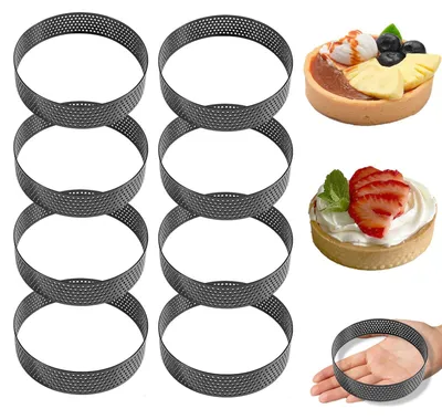 Produktbild von Set aus 8 Edelstahl-Mousseformen, 10 cm Durchmesser, für Kuchen und Desserts