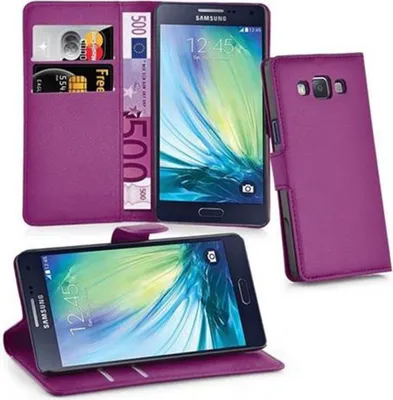 Produktbild von Cadorabo Hülle für Samsung Galaxy A3 2015 Schutz Hülle in Lila Handyhülle Etui Case Cover Magnetverschluss