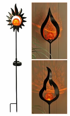 Produktbild von Hi Gartenstecker Flame Solar 92cm sortiert, Flammenlampe, Bronze, Gelb, Metall, Ambiente, Garten, CE