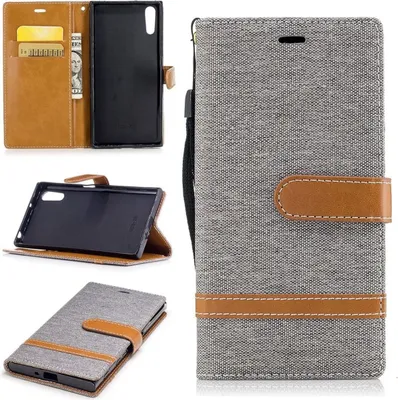 Produktbild von Tasche für Sony Xperia XZs Jeans Cover Handy Schutz Hülle Case Grau