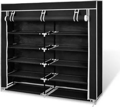 Produktbild von Schuhregal Stoff Schuhschrank mit Abdeckung 115 x 28 x 110 cm Schwarz