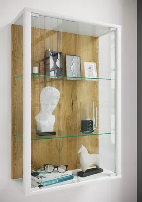 Produktbild von VCM Glasvitrine hängend | Vitrine Glas mit ESG-Sicherheitsglas | Maße: H. 80 x B. 60 x T. 25 cm | Hängevitrine Glas | Modern und platzsparend | Glas Vitrinenschrank - Udina M