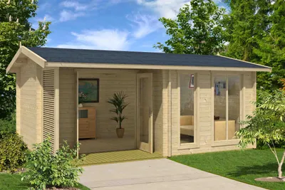 Produktbild von Lasita Maja Gartenhaus / Homeoffice Brighton 44, Farbe:naturbelassen, Dachform:Satteldach