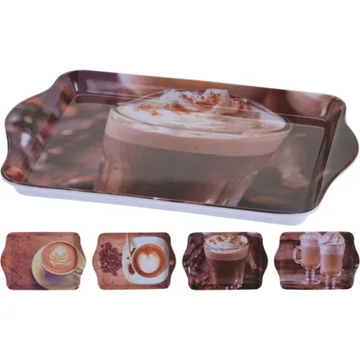 Produktbild von 4-tlg. Set Serviertablett 21 x 14 cm - Melamintablett Set für Kaffee Snacks und kleine Leckereien - Kleines Tablett aus Kunststoff - Tablett Melamin