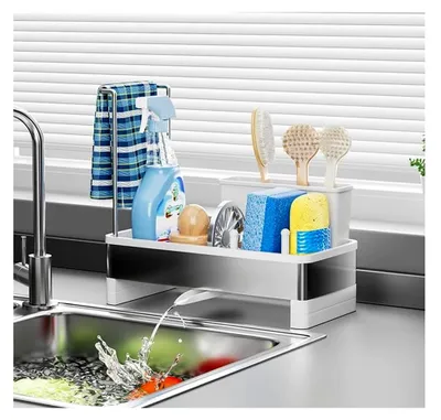 Produktbild von Edelstahl Spülbecken Organizer mit selbstentleerender Ablaufwanne, Küchenorganisation für Spülutensilien
