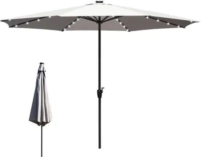 Zdjęcie produktu dla Parasol ogrodowy 3,5 m z oświetleniem LED – idealny na wieczorne chwile na tarasie i w ogrodzie, w kolorze kremowym