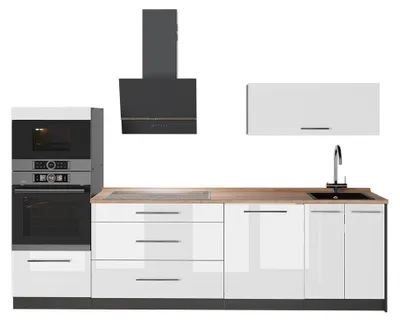 Imagen del producto de Mueble de cocina Vicco Fame-Line Blanco alto brillo/Antracita 280 cm, ET Roble, Model 64672