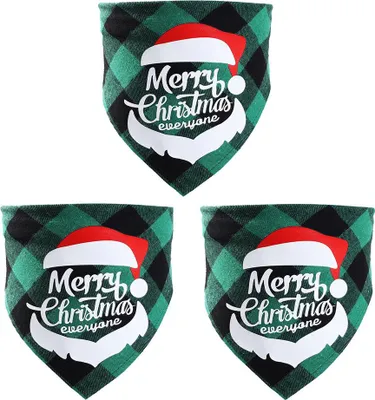 Produktbild von 3 Stück Gingham Weihnachten Haustier Handtuch Slobber Hundeschal