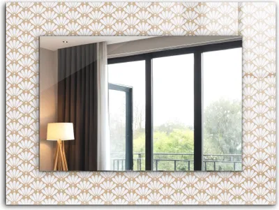 Produktbild von Bedruckter Spiegel - Wandspiegel - Dekorativer - Modern - 80x60 cm - Geometrisches Blumenmuster