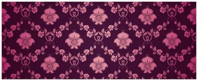 Produktbild von Wallario Wandbild aus Acryl, 125 x 50 cm, freischwebende Optik - Blumenmuster Damast in pink lila