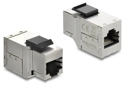 Obrázek produktu pro DeLOCK 90835, Plochý, Stříbrná, Černá, RJ-45, RJ-45, Samice, Samice