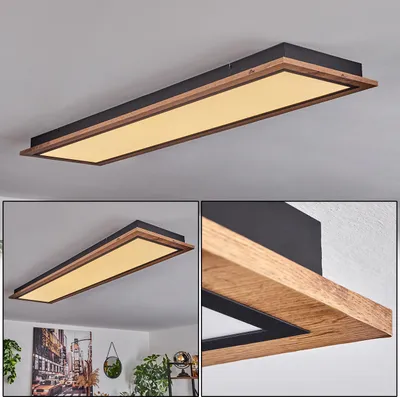 Produktbild von Vacil moderne Deckenlampe aus Metall/MDF/Kunststoff in Schwarz/Holzoptik
