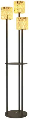Productafbeelding van Vloerlamp op zonne-energie, rotanstijl, lampen op zonne-energie met lichtsensor, 3 lampen, boho-stijl solarverlichting, IP44, ?37 x 144H cm