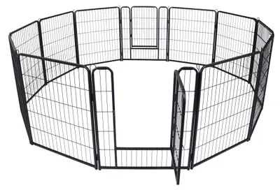 Productafbeelding van QEENTOE Puppyren, 12-delig, inklapbaar metalen ren, 65x80 cm, dierenren met deur en vergrendeling voor honden, katten en kleine dieren