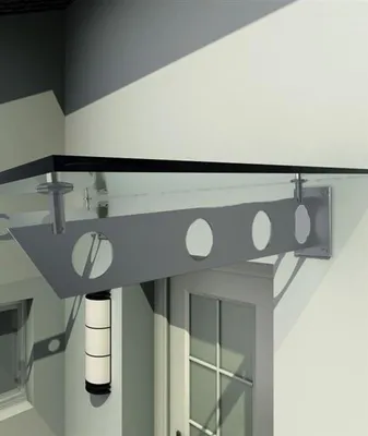 Produktbild von BuyLando SET S-Form Halter für Glasvordach - Edelstahl RAL7016 Anthrazit Pulverbeschichtet