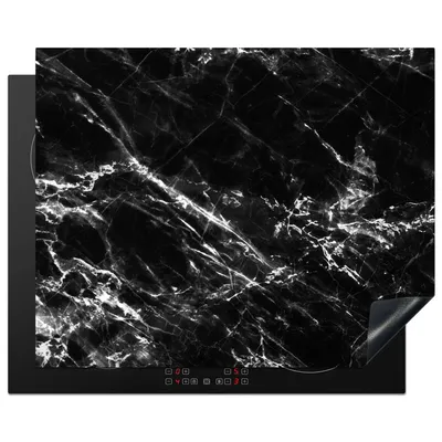 Produktbild von KitchenYeah© Herdabdeckplatte Schwarz - Weiß - Marmor - Luxus , 65x52cm, Küche Deko, Glaskeramikkochfeld Herdabdeckung, Abdeckplatte fùr Kochfeld
