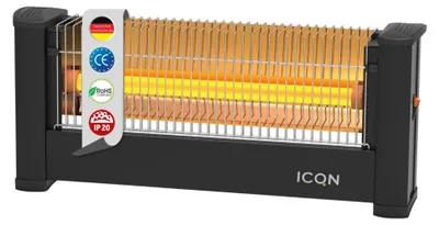 Obrázek produktu pro ICQN Infrazářič, pro místnosti do 9m², 900 W, IP20, elektrický ohřívač, 135 cm kabel, sálavý ohřívač pro kancelář nebo domácnost, infrazářič, IQ.0900.APW