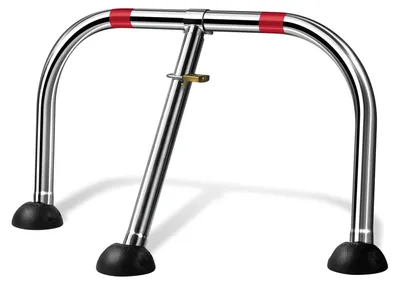 Produktbild von Premium-Parkschranke, klappbar, mit 3 Vorhängeschlossöffnungen, Set mit 26 Stück.