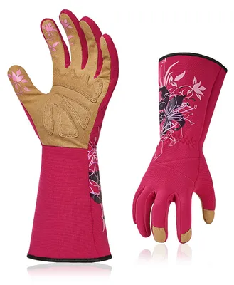 Imagen del producto de Guantes de trabajo de cuero, con puños largos, talla M, para jardinería y agricultura