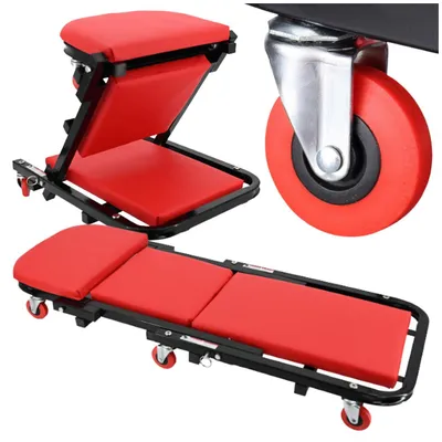 Produktbild von 2in1 Werkstattliege Klappbar 100cm - Montagerollbrett - Werkstatthocker - tahlrahmen 6 Rollen 360° Belastbar