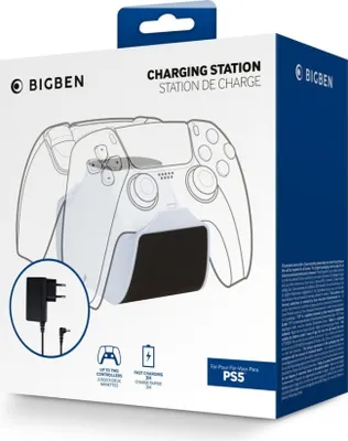 Image de BigBen station de charge pour 2 manettes Playstation 5 Dual-Charger avec adaptateur secteur, couleur:noir-blanc