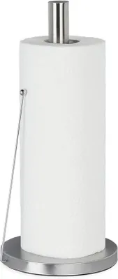 Produktbild von Stahl Küchenrollehalter - stehender Papierrolhalter für die Küche - 33 x 15 cm - Silber