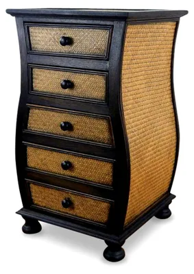 Produktbild von Rattankommode aus Holz und Rattan (bauchig)