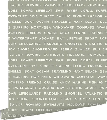 Immagine prodotto di ESTAhome carta da parati testi marittimi di spiaggia verde militare 53 cm x 10.05 m