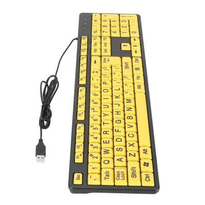 Obrázok produktu pre Klávesnica počítača s veľkou tlačou, klávesnica s veľkou tlačou, klávesnica s káblovým pripojením USB, veľká klávesnica, klávesnica s káblovým pripojením, klávesnica