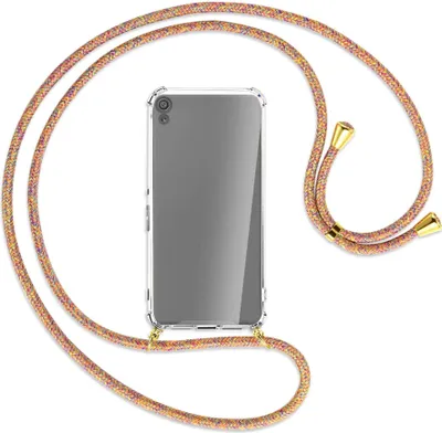 Produktbild von Handykette Backcover-Schutzhülle mit Band (Metall goldfarben) für Sony Xperia XA - Rainbow